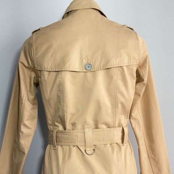 Barbour Tartan Tay Trench Coat In Beige Cream 4 Double Breasted Classic Preppy - Picture 11 of 16